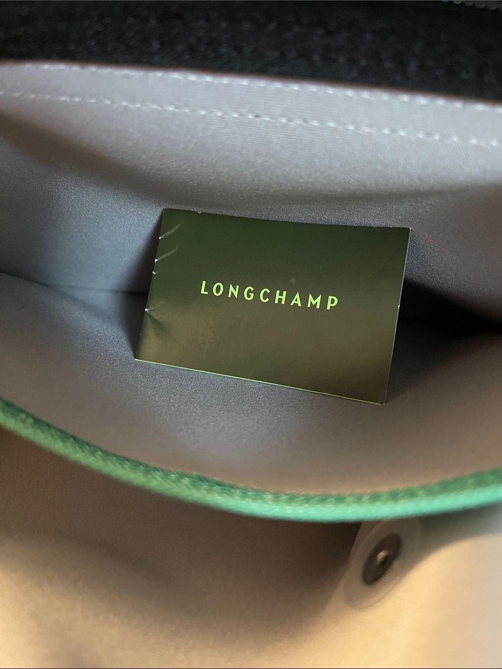 Longchamp x Robert Indiana Le Pliage handbag in a blue, red, and green colorway - Picture 7 of 9